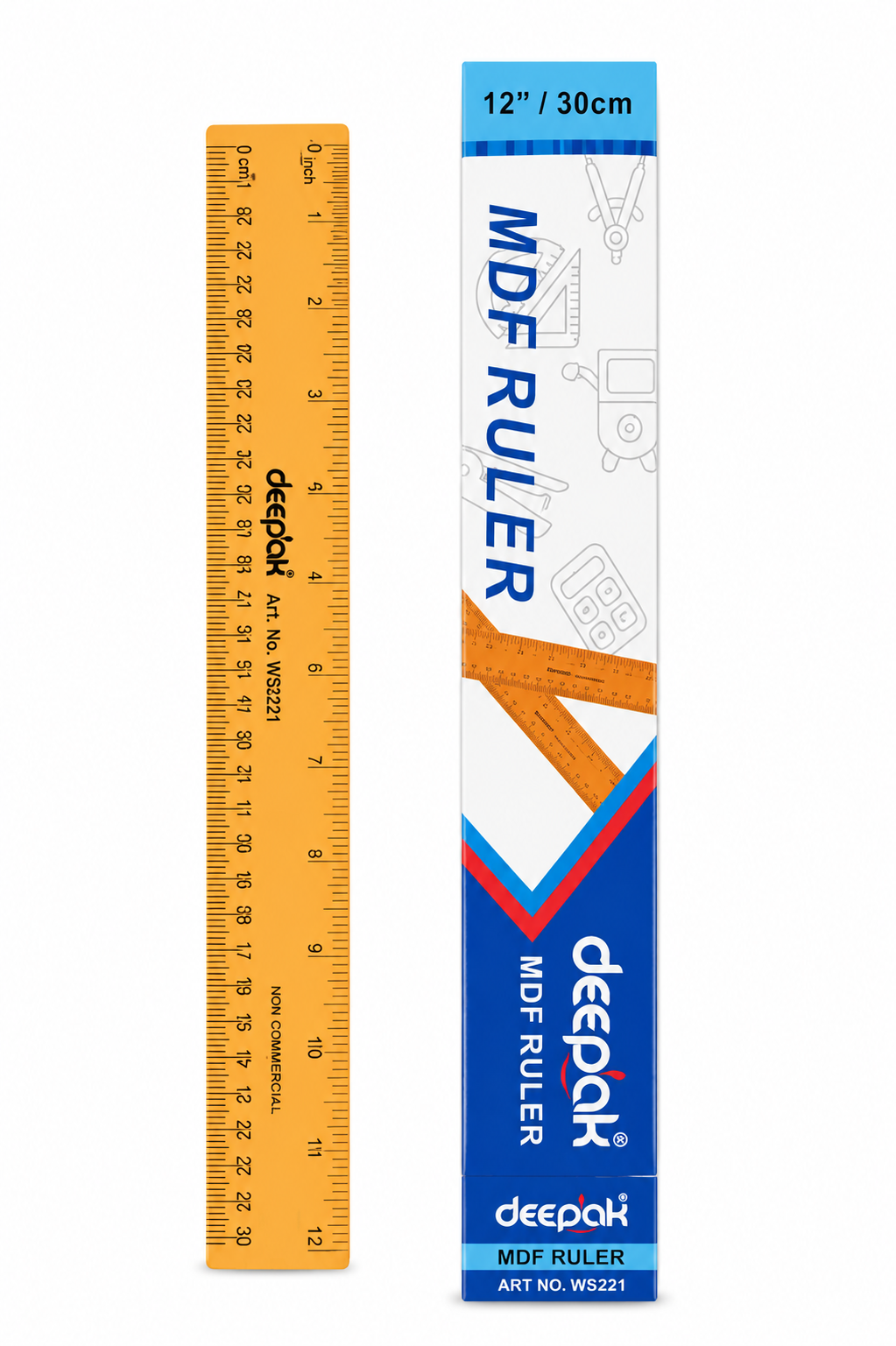 Deepak Wooden Scale 30cm WS221 Rs:30/-