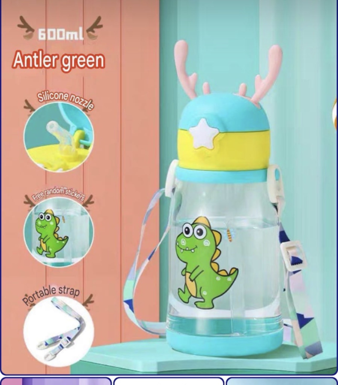 Water Bottle Sipper Deer Head Rs:170/-