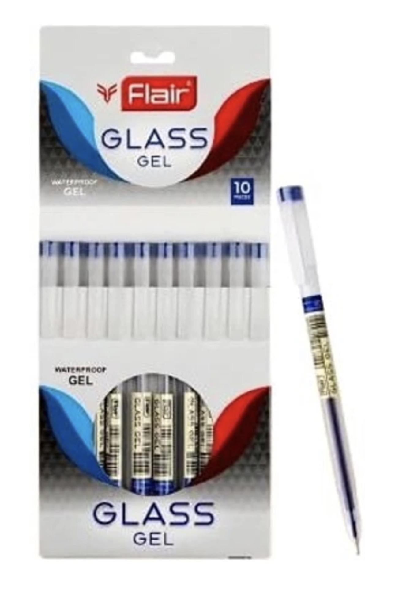 Flair Glass Gel Pen Blue 10Pc Rs:100/-