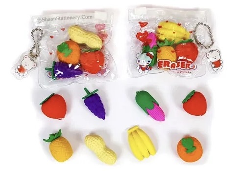 Fruit Eraser 4 Pc Set Rs:25/-